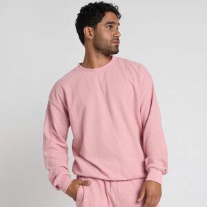 Comfrt Unisex Baby Pink Oversized Crewneck Waffle Long Sleeve Top Size XS